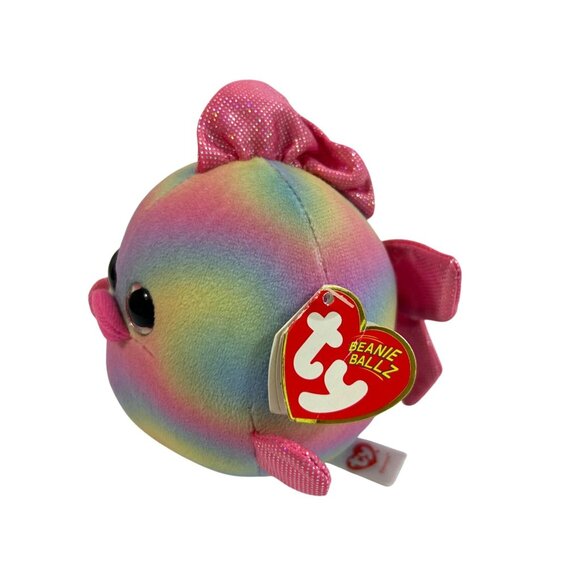 Ty Beanie Ballz Rainbow Fish Tie-Dyed  5” Unisex Kids Stuffed Animal Beanbag - Picture 3 of 14